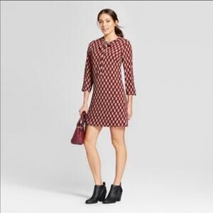 Loramendi Garnet Paisley Neck Tie Shift Dress S